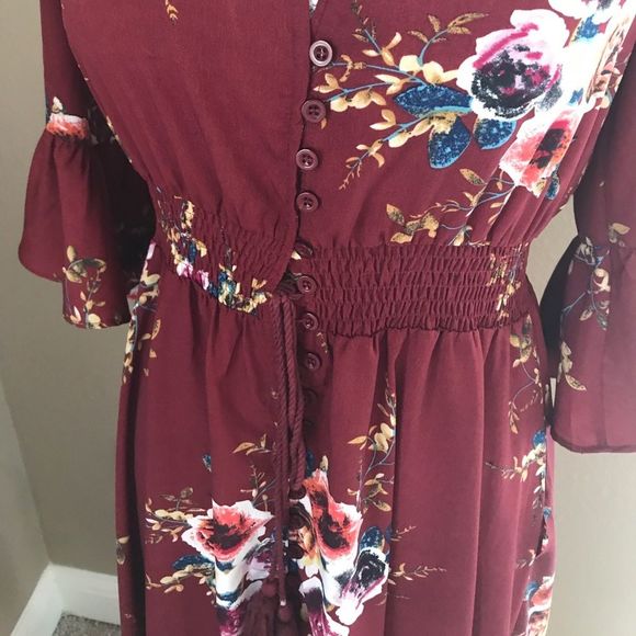 Floral bell sleeve button up maxi dress - Picture 6 of 6